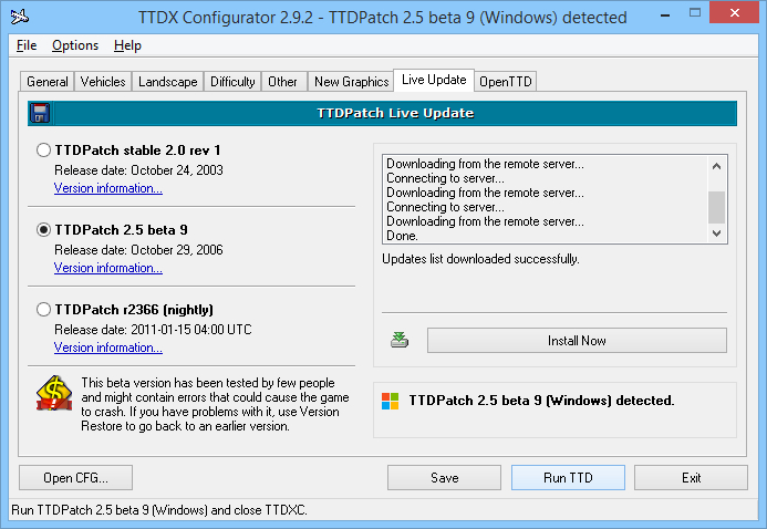 TTDX Configurator Screenshot