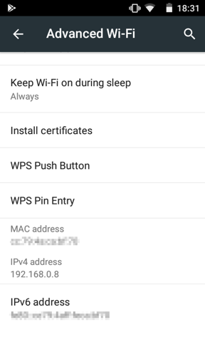 android 5 wifi IP