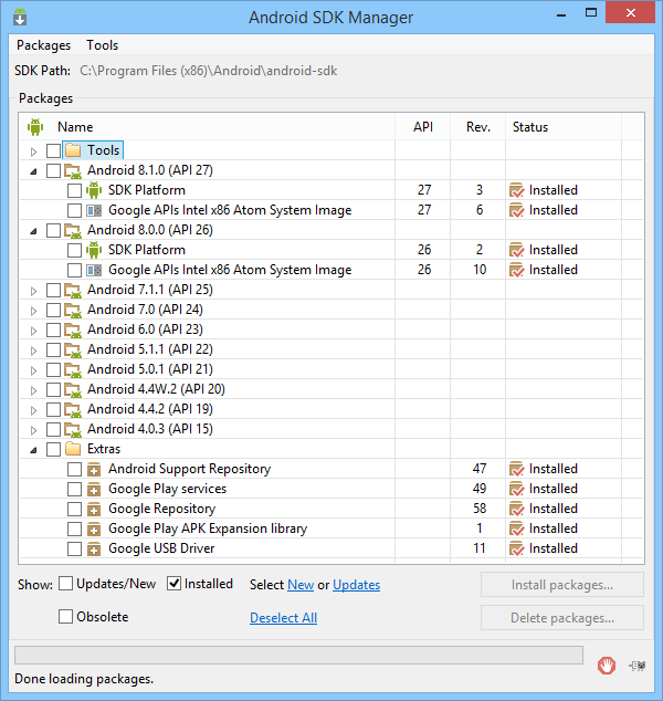 android sdk manager tools gui