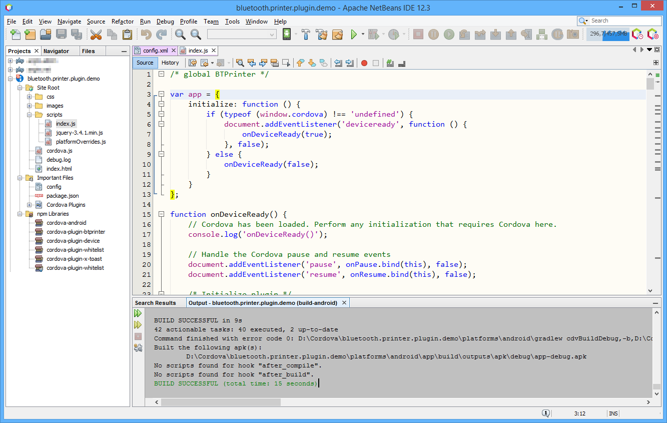 Apache NetBeans IDE with Cordova project