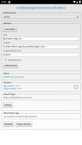 Biometric Auth Cordova Plugin