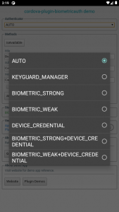 Biometric Auth Cordova Plugin