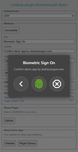 Cordova Plugin Biometric Auth