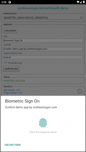 Biometric Auth Cordova Plugin