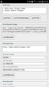 BTPrinter cordova plugin demo