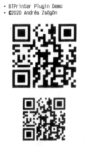 BTPrinter plugin QR code sample