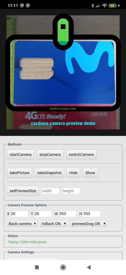 Camera preview demo app