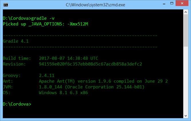 Gradle version check