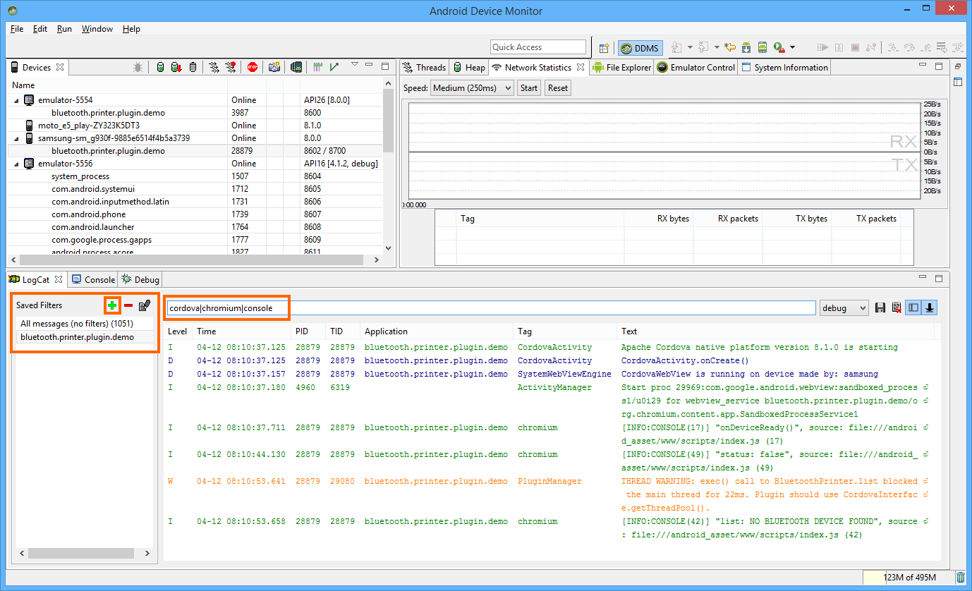 Debug Cordova app with DDMS in all Android targets