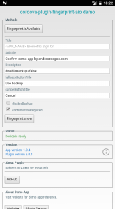 Cordova Plugin Fingerprint