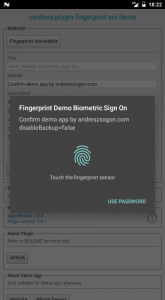 Cordova Plugin Fingerprint