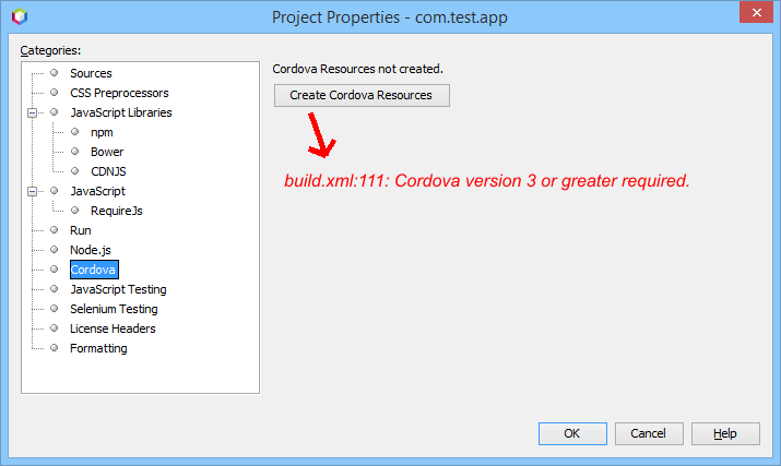 Cordova 10 CLI error creating Cordova resources