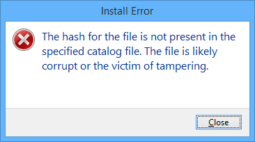 Driver hash not present error