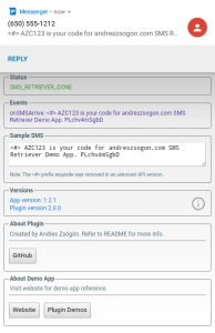 SMS Retriever plugin demo