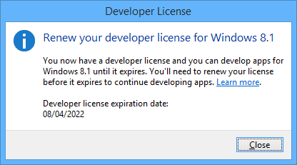 Renew Visual Studio developer license