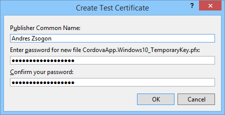 Visual Studio Create Test Certificate