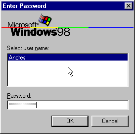 Windows 98 Enter Password dialog