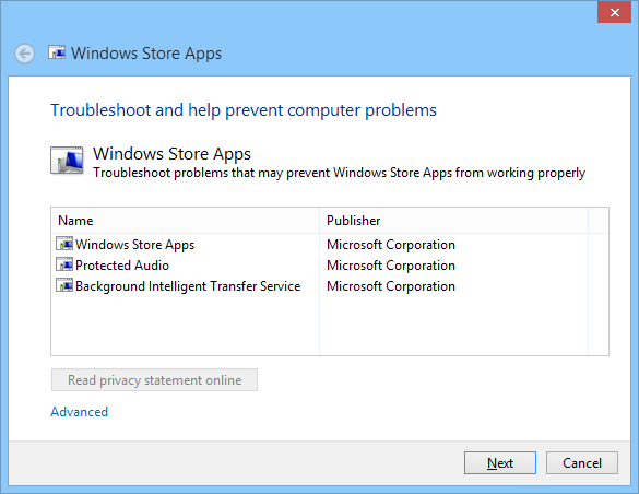 Windows Store Apps Diagnostics Tool